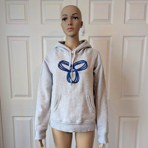 Aritzia TNA Baltic Embroidered Pullover Hoodie Grey with Blue Logo Size Large